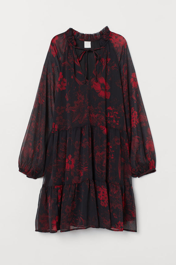 Smock Floral Chiffon Dress