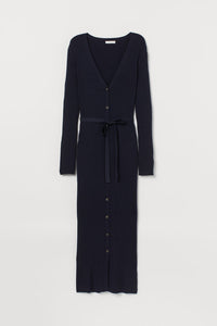 Long Ribbed Button Dress