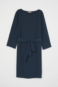 Straight Belted Chiffon Dress