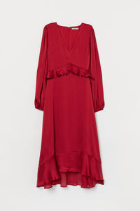 Chiffon and Satin Ruffle Hem Dress
