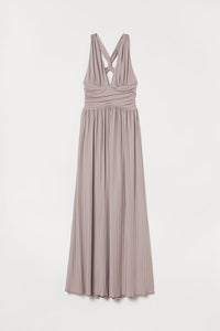 Long Cinched Waist Chiffon Dress