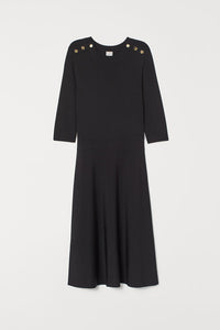 Black Shoulder Button Dress